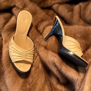 Chanel open toe pumps in cream size 6.5B Italy